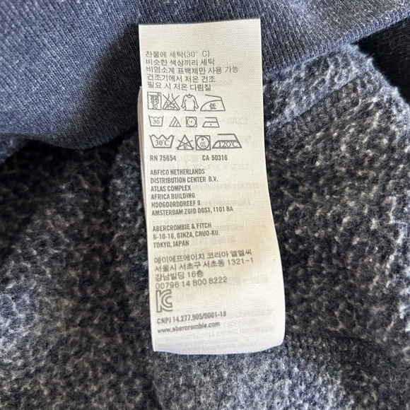 A&F Abercrombie & Fitch Sz S Navy Blue Logo Graphic Hoodie White Long Sleeve Sof - Picture 7 of 9